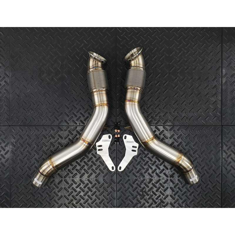 Redstar Inconel (Heat Shielded) Competition (Catless) Downpipes for Ferrari 488