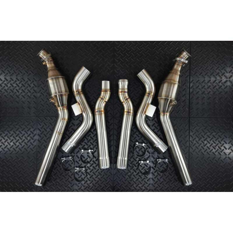 Redstar Competition (Catless) (Heat Shielded) Downpipes for Mercedes E63 W212 / CLS63 C218 AWD 4-matic