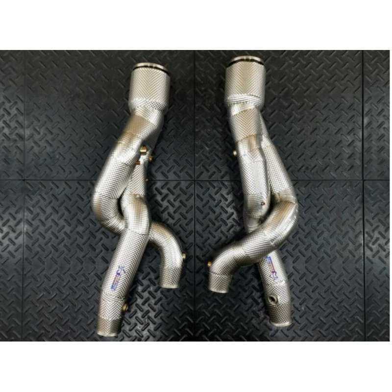 Redstar Competition (Catless) (Heat Shielded) Downpipes for Lamborghini Aventador SVJ