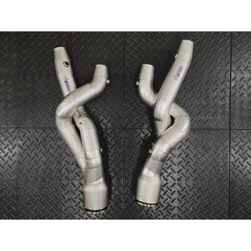 Redstar Competition (Catless) (Heat Shielded) Downpipes for Lamborghini Aventador SVJ