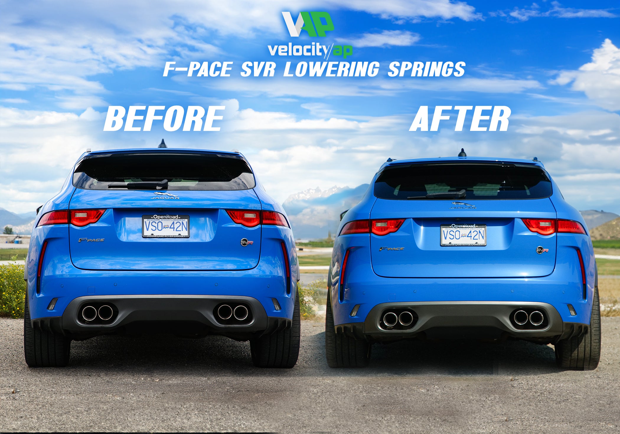 Velocity AP Jaguar F-Pace SVR Progressive Rate Lowering Springs