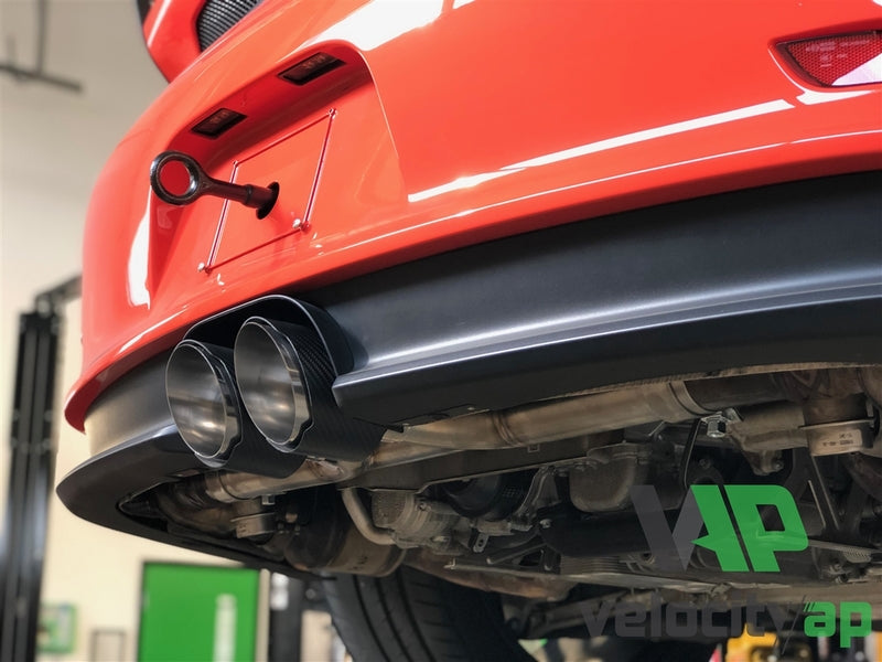VelocityAP Porsche GT3 X-Pipe Muffler Delete Exhaust - Slash Cut Carbon non-rolled
