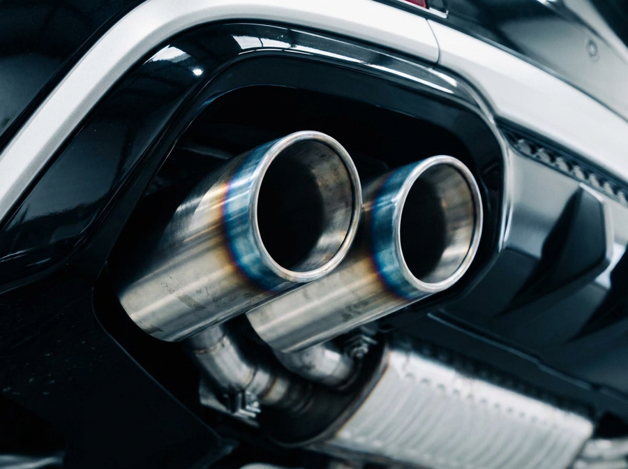 Titanium exhaust tips on an Audi RS6