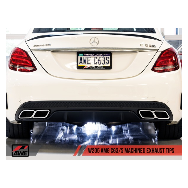 AWE Machined Exhaust Tips For Mercedes-Benz AMG C63 - Diamond Black