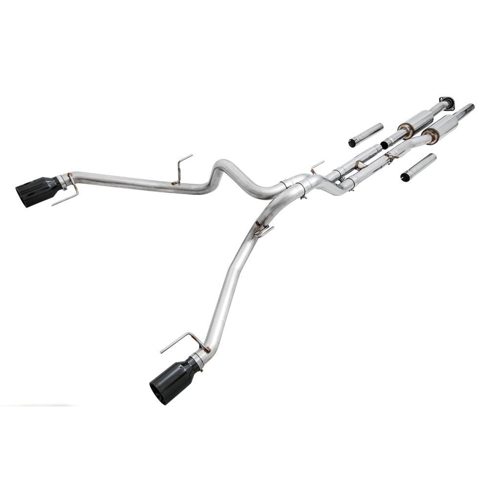 AWE 0FG Exhaust for Gen 2 Ford Raptor (Resonated Performance Cat-back) - Diamond Black 5" Tips